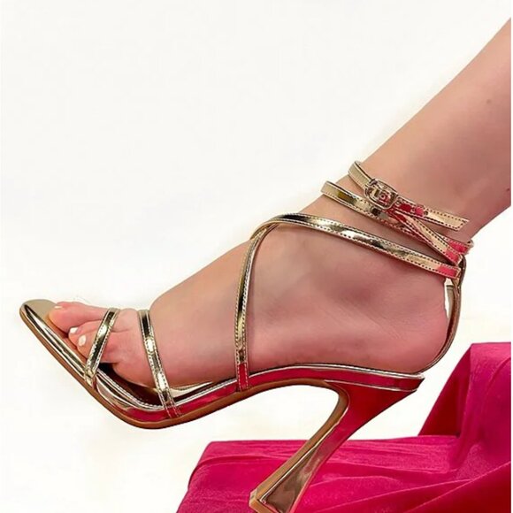 Gianni Bini Golden-Hour Metallic Strappy Ankle Strap Dress Sandals - Picture 4 of 9